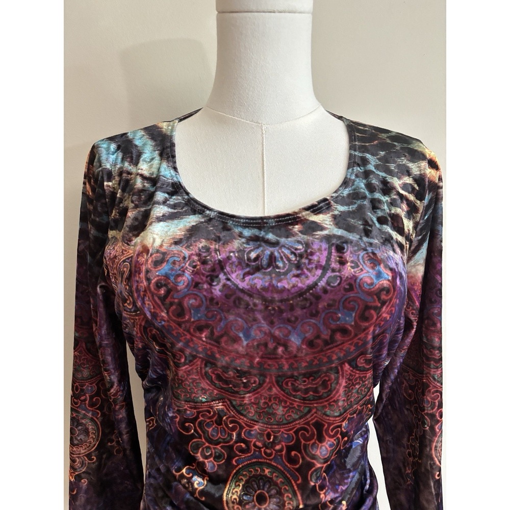 Vintage Y2K Boho Chic Medium Top Purple Pink Leopard Cheetah Print 90s 2000s - Picture 3 of 6
